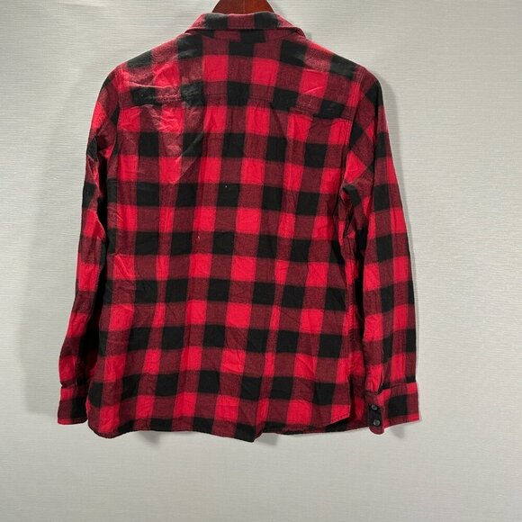 Eddie Bauer Shirt Womens Large Red Flannel Buffalo Plaid Long Sleeve Button Up - Picture 7 of 8